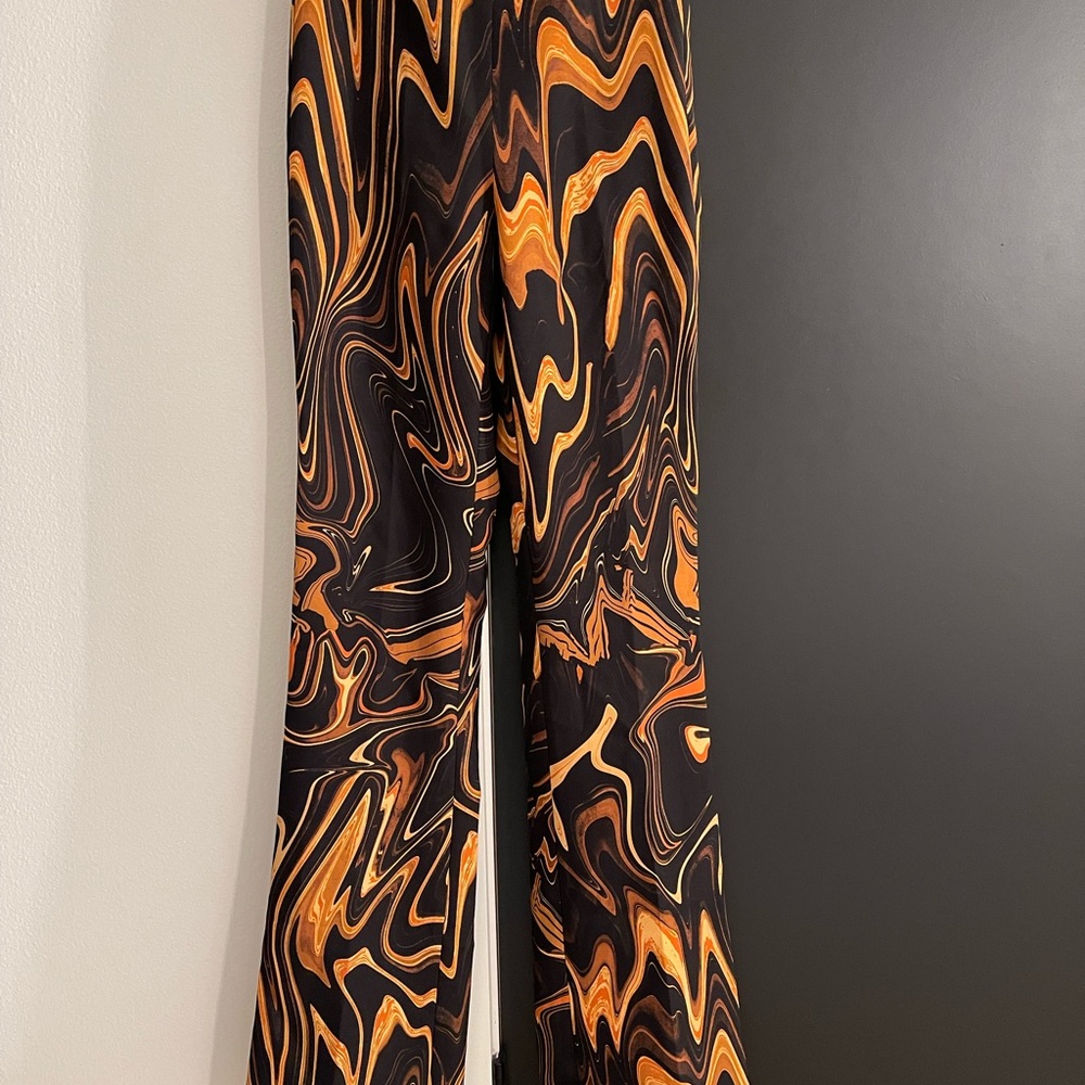 Mango Orange and Black Swirl Women's Pants